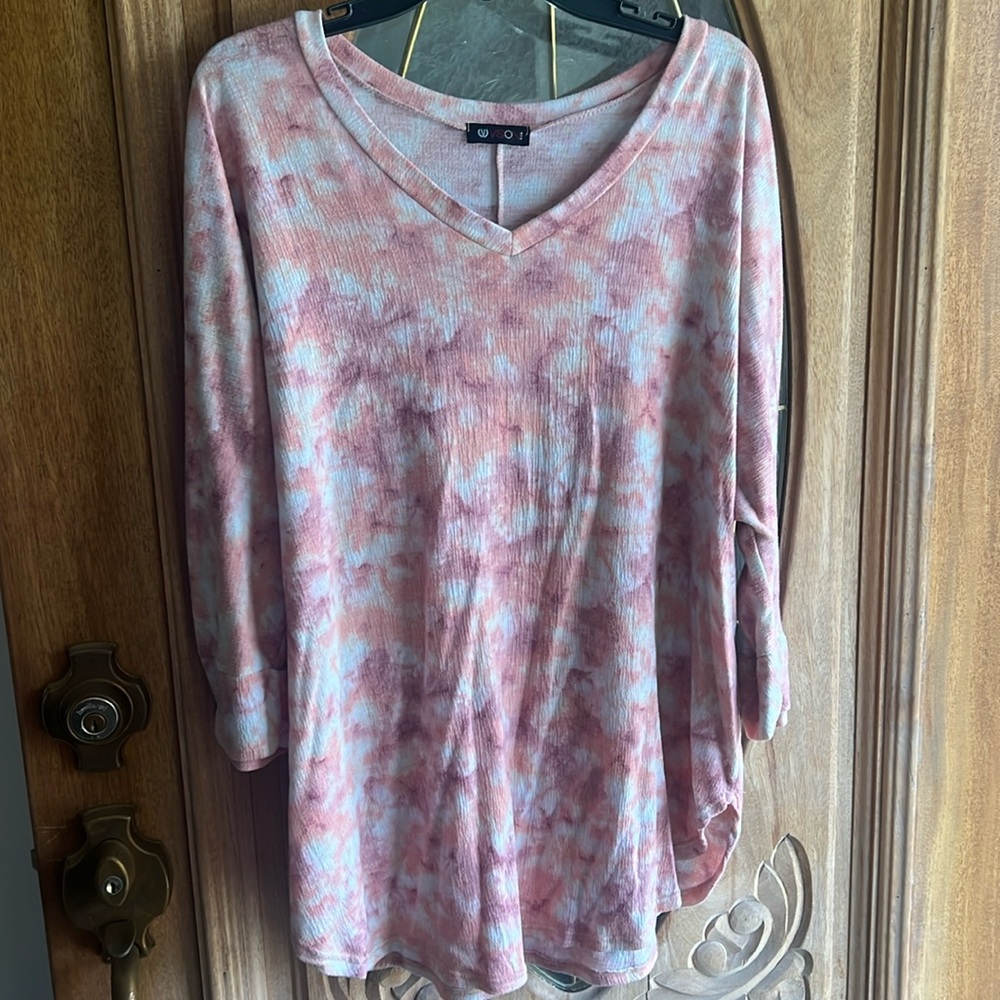 3/4 sleeve tie dye top